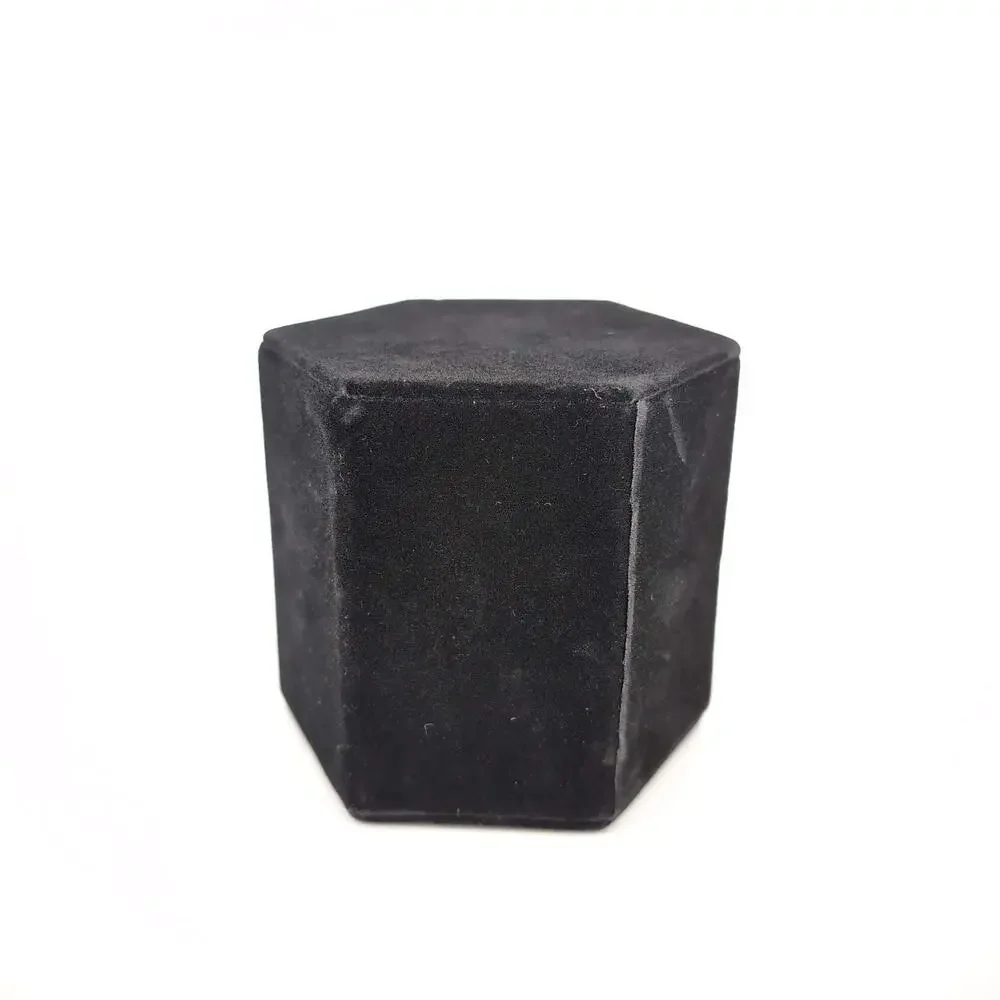 Black Velvet Hexagon Jewelry Display Ring Earrings Pendant Necklace Riser - GUC